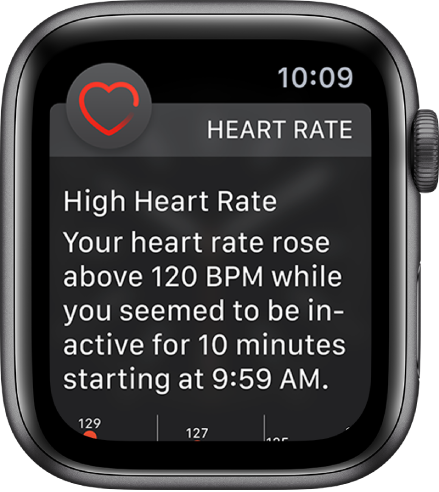 A Heart Rate alert, indicating a high heart rate.