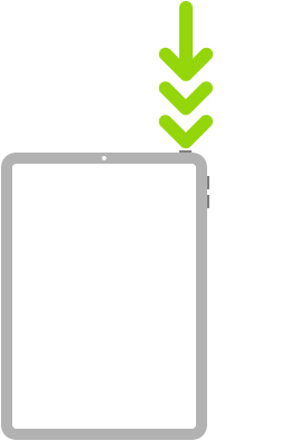 iPad con tre frecce che indicano di premere tre volte il tasto superiore.