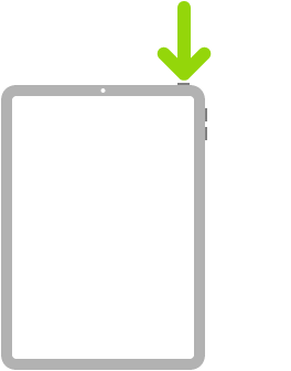 iPad con una freccia che indica il tasto superiore.