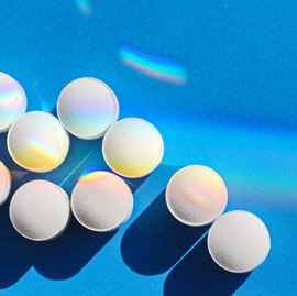 pills on blue background