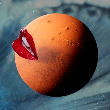 the planet mars with lips on it