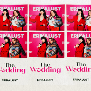 journalists gigi engle and abigail moss pose for a photoshoot at the premiere of erika lust's film "the weddng"