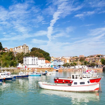 summers day at folkestone harbour kent england uk