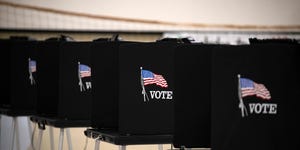 topshot voting booths are seen at glass elementary schools polling station in eagle pass, texas, on november 8, 2022 photo by mark felix afp photo by mark felixafp via getty images