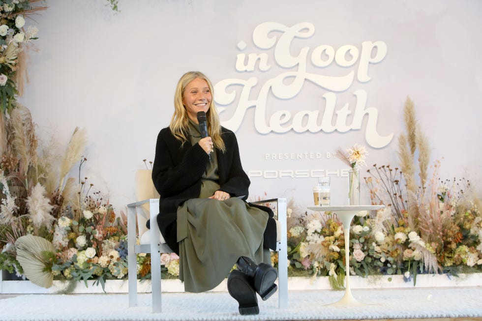 los angeles, california november 07 gwyneth paltrow speaks during in goop health summit presented by porsche 2021 at porsche experience center los angeles on november 07, 2021 in los angeles, california photo by rachel murraygetty images for goop