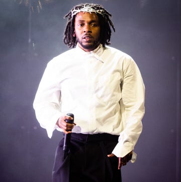 glastonbury, england june 26 kendrick lamar performs as he headlines the pyramid stage during day five of glastonbury festival at worthy farm, pilton on june 26, 2022 in glastonbury, england photo by samir husseinwireimage