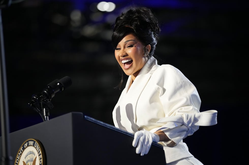 west allis, wisconsin november 01 cardi b speaks during a campaign rally for democratic presidential nominee, us vice president kamala harris at the wisconsin state fair park exposition center on november 1, 2024 in west allis, wisconsin with four days until election day, vice president kamala harris is campaigning in wisconsin photo by andrew harnikgetty images