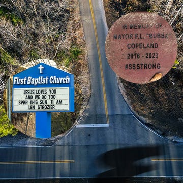 a sign on a road