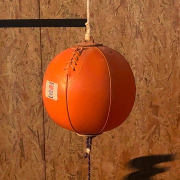 a basketball on a wall