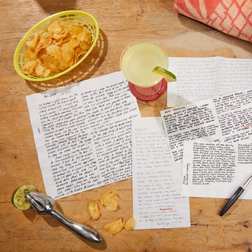 a table with food and glasses