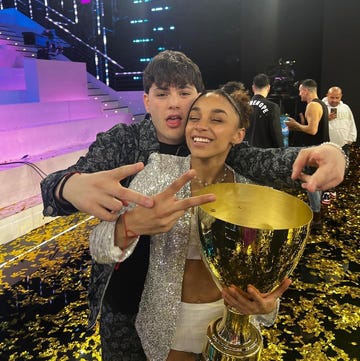 celebration with a trophy in a festive environment