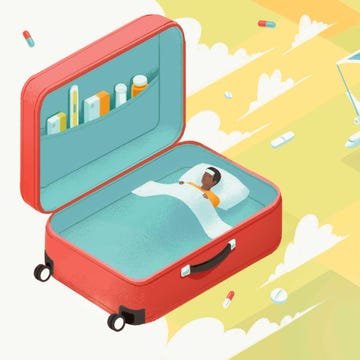 sick man on vacation graphic