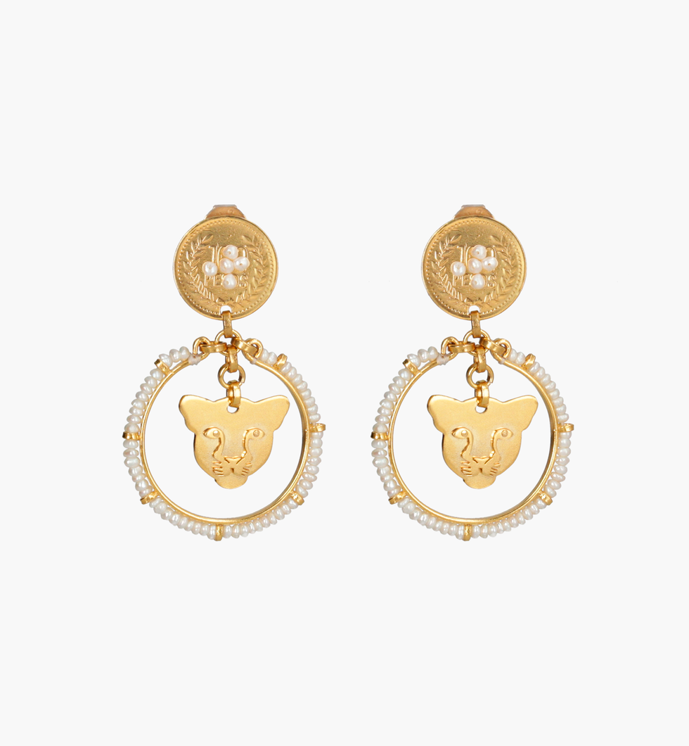 Aretes Jaguar Blanco Earrings