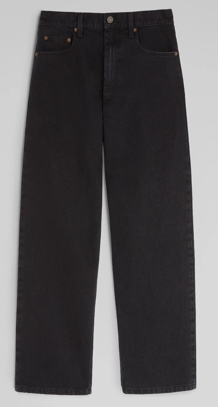 Zip Jeans in Black Cotton Denim