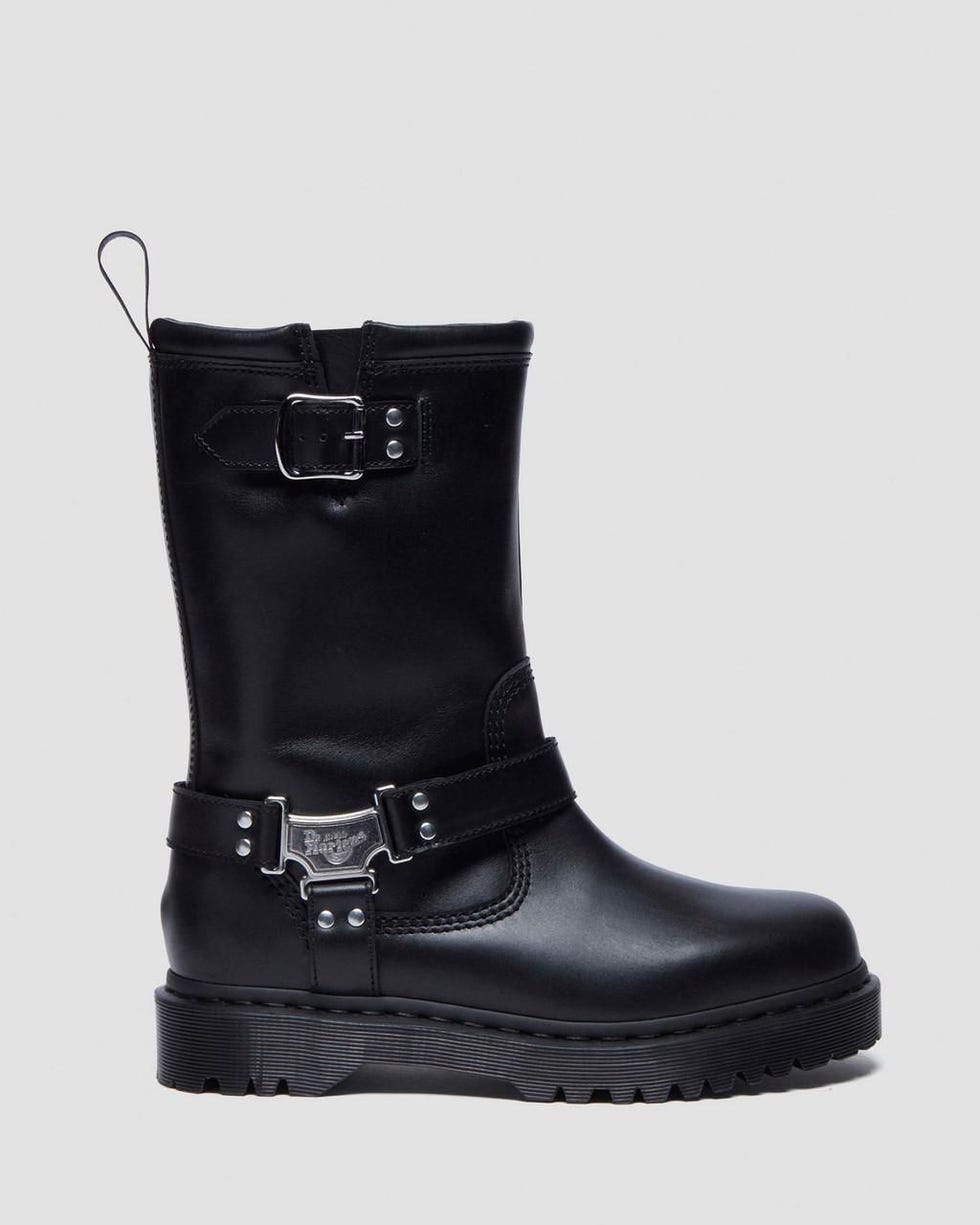 Anistone Hi Pull Up Leather Biker Boots