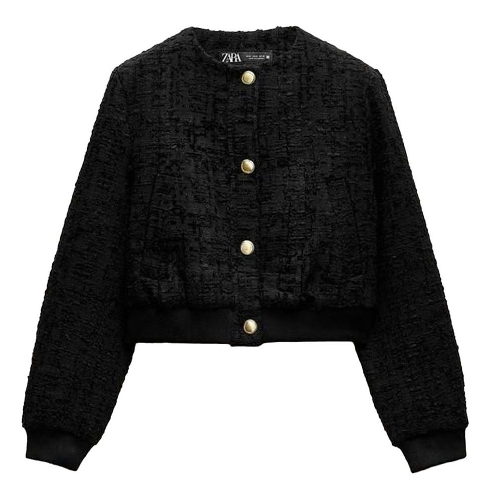 Textured Weave Bomber Jacket