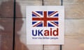 A UK aid label attached to boxes