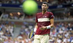 Australia's Alexei Popyrin eyes the ball