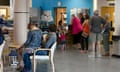 Reception desk at NHS hospital