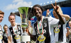 Eni Aluko celebrates after winning the Coppa Italia with Juventus in April 2019.