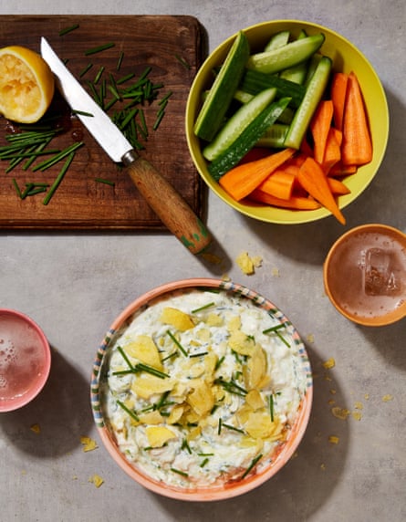 Yotam Ottolenghi’s tzatziki with crisps.