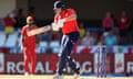 Jonny Bairstow hits a shot as England kickstarted their T20 World Cup campaign with an eight-wicket victory over Oman at North Sound