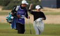 South Korea's Shin Ji-yai celebrates on the 17th fairway of the Women's British Open.