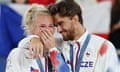 Kateřina Siniaková and Tomáš Macháč giggling