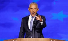 Barack Obama speaks on the second day of the Democratic national convention.