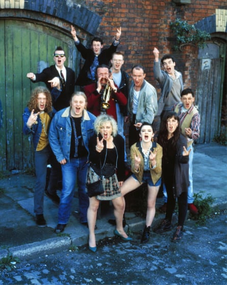 The cast of The Commitments posing for the camera