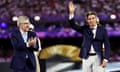 Sebastian Coe stands next to Thomas Bach at Paris 2024.