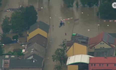 People evacuated via helicopters after catastrophic flooding in central Europe – video