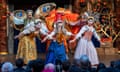 Amalia Vitale, centre, as Beatrice in Much Ado About Nothing at Shakespeare’s Globe