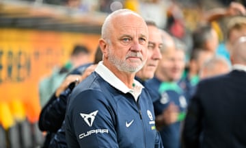 Socceroos coach Graham Arnold at Parramatta Stadium in March.