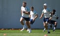 James Slipper and Nic White during a Wallabies training session at Sydney Olympic Park.