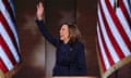 Kamala Harris waves during the Democratic National Convention in Chicago