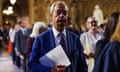 Nigel Farage walks through the central lobby of the Houses of Parliament