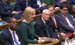 Britain's Prime Minister Liz Truss opens a debate on UK Energy costs in the House of Commons in central London on 8 September