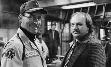 James B Sikking as Lt Howard Hunter, left, with Dennis Franz as Lt Norman Buntz in Hill Street Blues, 1987.