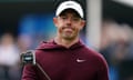 Rory McIlroy reacts during his first round of the PGA Championship at Wentworth.