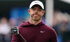 Rory McIlroy reacts during his first round of the PGA Championship at Wentworth.