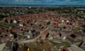 An aerial shot of partly built houses