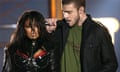 Janet Jackson and Justin Timberlake during their Super Bowl performance in 2004.