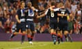 Team GB’s Daniel Sturridge celebrates with his teammates after scoring against Uruguay at the London 2012 Olympics