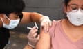 a person receives a flu shot