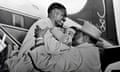 FILES-DRCONGO-BELGIUM-HISTORY-POLITICS-INDEPENDANCE<br>(FILES) In this file photo taken on January 27, 1960, leader of the Congolese national Movement, Patrice Lumumba, is welcomed at Brussels airport before attending a conference. - Leader of the Congolese national movement, Patrice Lumumba became the first Prime Minister (1960) of the new state Democatic Republic of the Congo, former Belgian Congo, renammed Zaire in 1971. Arrested in November 1960 and deposed, he was assassinated in January 1961. The daughter of the hero of Congo's independence, Patrice Emery Lumumba, asked the King of the Belgians to return Lumumba's remains to the country, nearly 60 years after the assassination of this "hero without a grave". (Photo by - / AFP) (Photo by -/AFP via Getty Images)