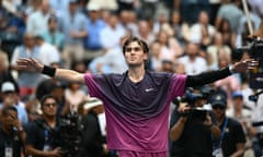 Jack Draper celebrates defeating Alex de Minaur and making it through to the semi-finals of the US Open.