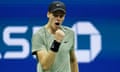 Italy’s Jannik Sinner celebrates during his straight sets win over the USA’s Tommy Paul in the US Open fourth round at Flushing Meadows