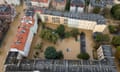 General view taken by drone of a flooded area of Nysa 