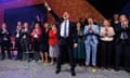 Ed Davey dances on the stage after delivering his speech at Liberal Democrats’ conference in Brighton.